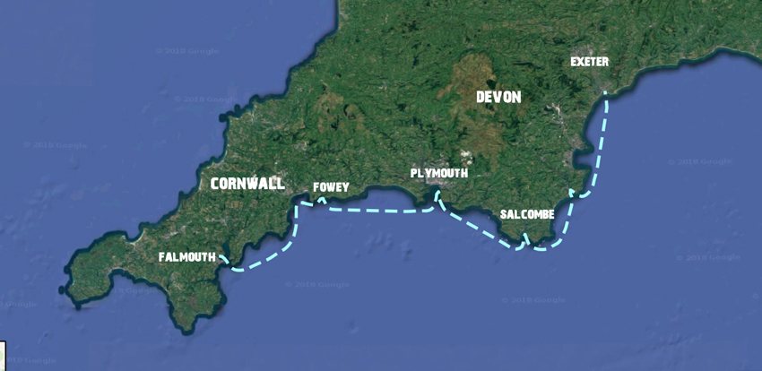 zeilvakantie route Cornwall en Devon