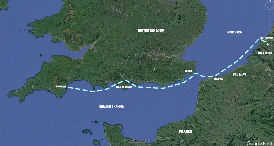 sailing route through the English Channel