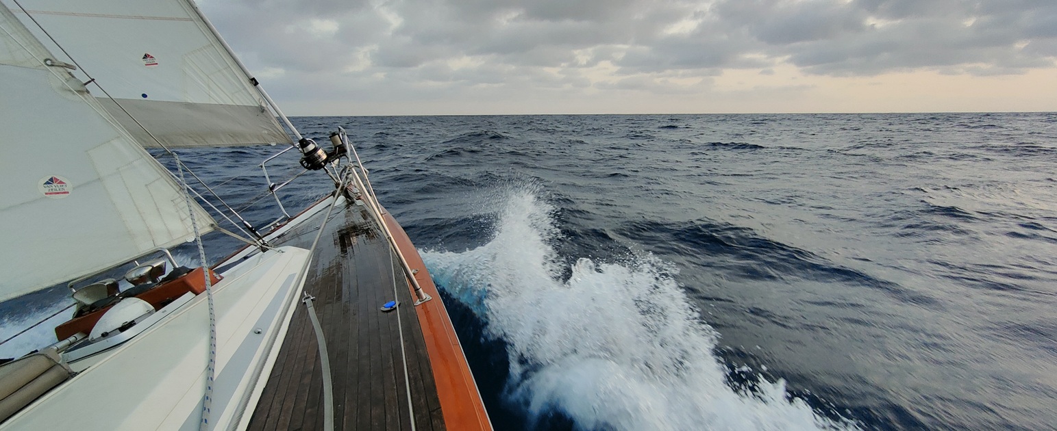 Cherokee speeding over the Atlantic ocean